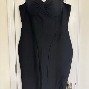 Fashion Nova Black Strapless Midi Dress